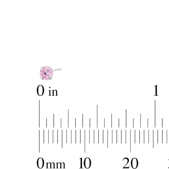Semi-Solid Sterling Silver Pink CZ Nose Stud and Ring Set - 22G 3/8”