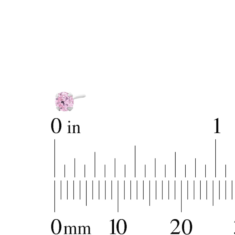 Main Image 2 of Semi-Solid Sterling Silver Pink CZ Nose Stud and Ring Set - 22G 3/8”