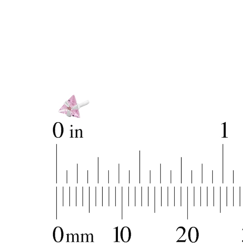 Main Image 4 of Semi-Solid Sterling Silver Pink CZ Nose Stud and Ring Set - 22G 3/8”