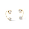 Thumbnail Image 1 of 10K Semi-Solid Gold Heart and Round CZ Front/Back Earrings