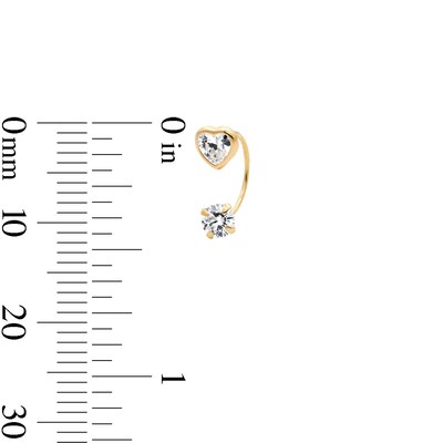 10K Semi-Solid Gold Heart and Round CZ Front/Back Earrings