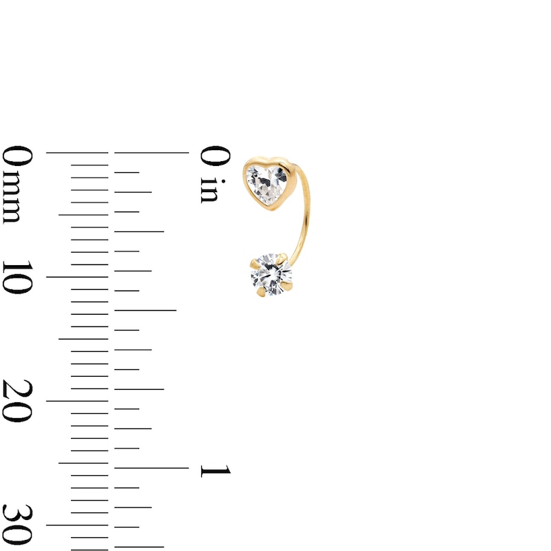Main Image 3 of 10K Semi-Solid Gold Heart and Round CZ Front/Back Earrings