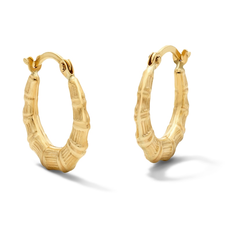 Main Image 1 of 15mm 10K Hollow Gold Bamboo Hoops