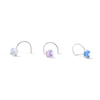 Thumbnail Image 1 of Semi-Solid Sterling Silver Simulated Opal Nose Stud Set - 22G 5/16”