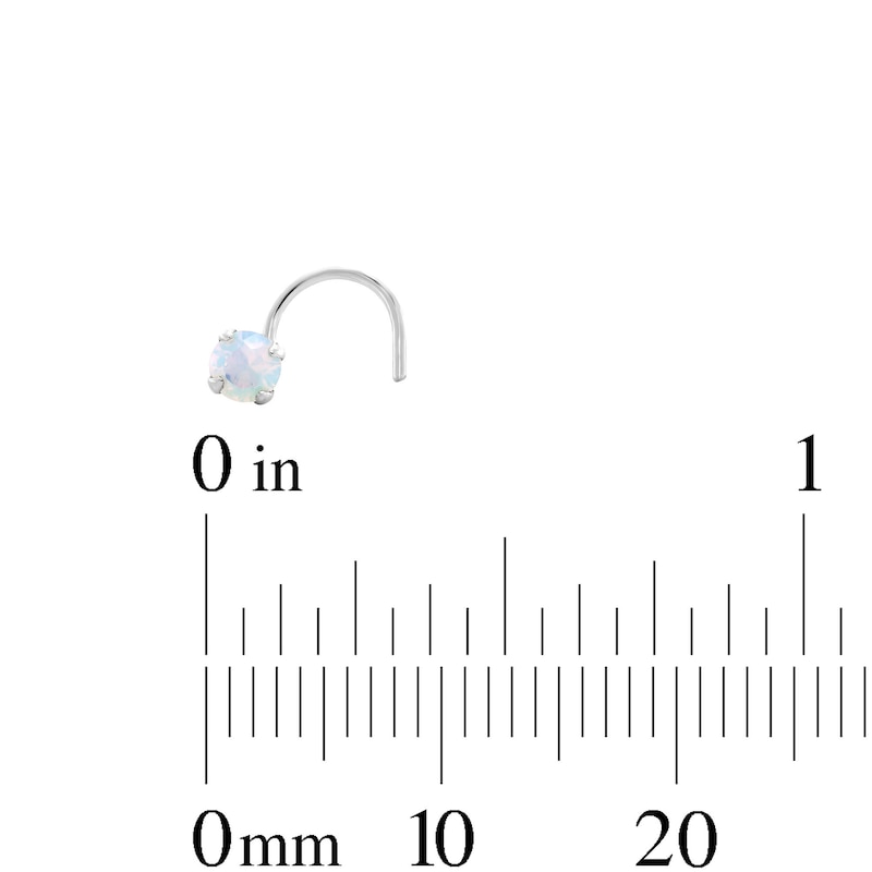 Main Image 2 of Semi-Solid Sterling Silver Simulated Opal Nose Stud Set - 22G 5/16”