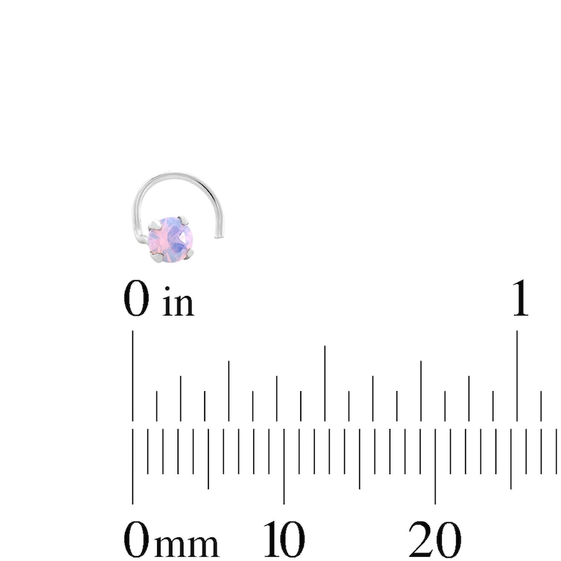 Main Image 3 of Semi-Solid Sterling Silver Simulated Opal Nose Stud Set - 22G 5/16”