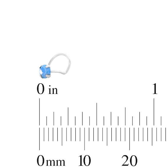 Semi-Solid Sterling Silver Simulated Opal Nose Stud Set - 22G 5/16”