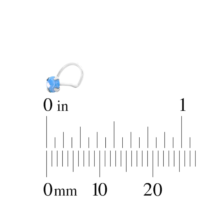 Main Image 4 of Semi-Solid Sterling Silver Simulated Opal Nose Stud Set - 22G 5/16”