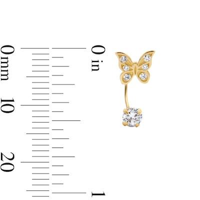 10K Semi-Solid Gold Butterfly CZ Front/Back Earrings