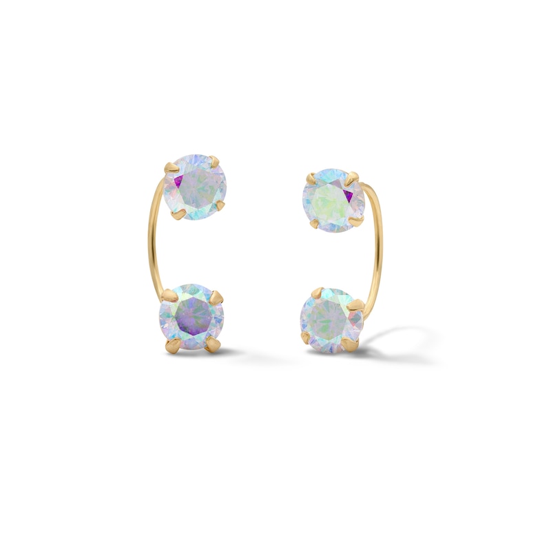 Main Image 1 of 10K Semi-Solid Gold Iridescent CZ Front/Back Earrings
