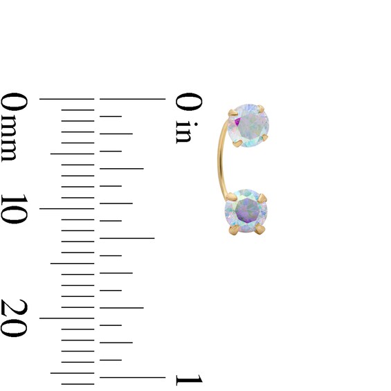 10K Semi-Solid Gold Iridescent CZ Front/Back Earrings