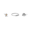 Thumbnail Image 1 of Semi-Solid Sterling Silver Champagne Crystal Flower and Bee Nose Stud and Ring Set - 22G 3/8