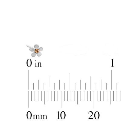 Semi-Solid Sterling Silver Champagne Crystal Flower and Bee Nose Stud and Ring Set - 22G 3/8