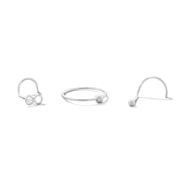 Semi-Solid Sterling Silver Infinity and Ball Nose Stud and Ring Set - 22G 5/16”