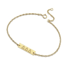 24K Gold Plated Delta Delta Delta Sorority Etched Bar Bracelet - 7.25"