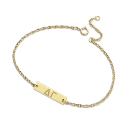 24K Gold Plated Delta Gamma Sorority Etched Bar Bracelet - 7.25"