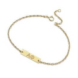 24K Gold Plated Alpha Phi Sorority Etched Bar Bracelet - 7.25"