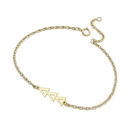 24K Gold Plated Delta Delta Delta Stacked Lavalier Sorority Bracelet - 7.25"