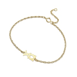 24K Gold Plated Chi Omega Stacked Lavalier Sorority Bracelet - 7.25"