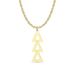 24K Gold Plated Delta Delta Delta Stacked Lavalier Sorority Pendant - 16" + 2"