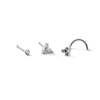 Thumbnail Image 1 of Semi-Solid Stainless Steel Crystal, CZ Triangle and Ball Trio Nose Stud Set - 20G 5/16”
