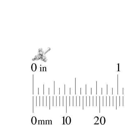Semi-Solid Stainless Steel Crystal, CZ Triangle and Ball Trio Nose Stud Set - 20G 5/16”