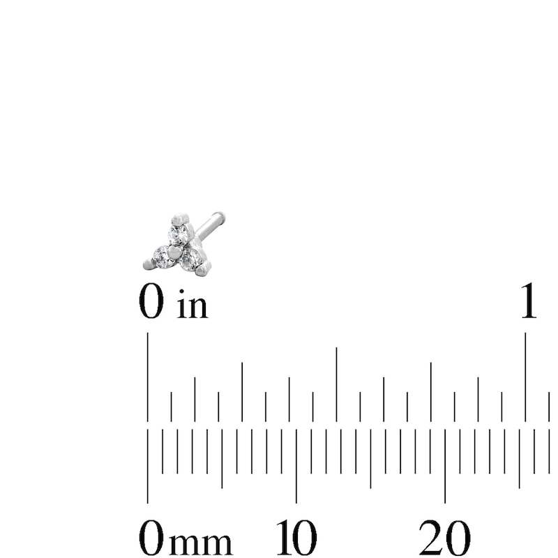 Main Image 3 of Semi-Solid Stainless Steel Crystal, CZ Triangle and Ball Trio Nose Stud Set - 20G 5/16”
