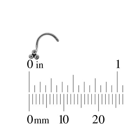 Semi-Solid Stainless Steel Crystal, CZ Triangle and Ball Trio Nose Stud Set - 20G 5/16”
