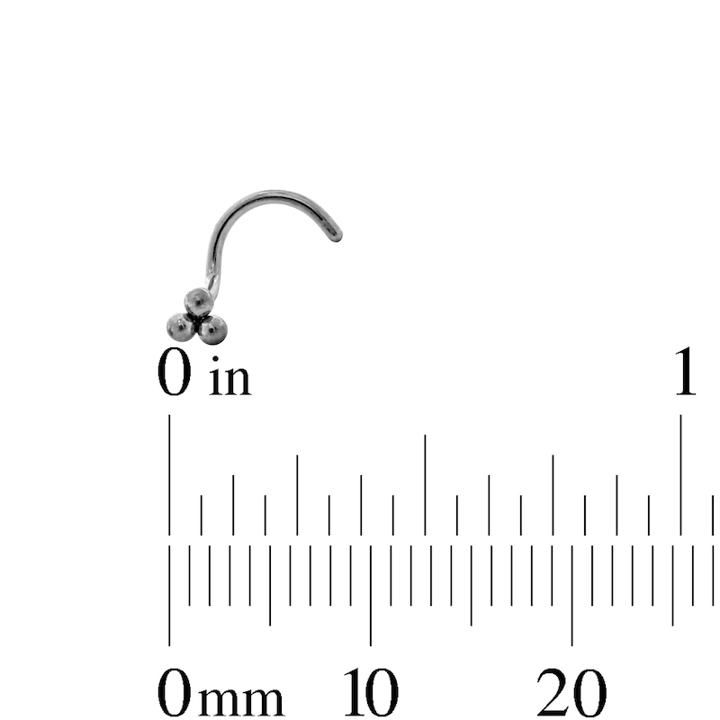 Main Image 4 of Semi-Solid Stainless Steel Crystal, CZ Triangle and Ball Trio Nose Stud Set - 20G 5/16”