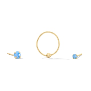 Yellow Ion-Plated Simulated Opal Nose Stud and Ring Set