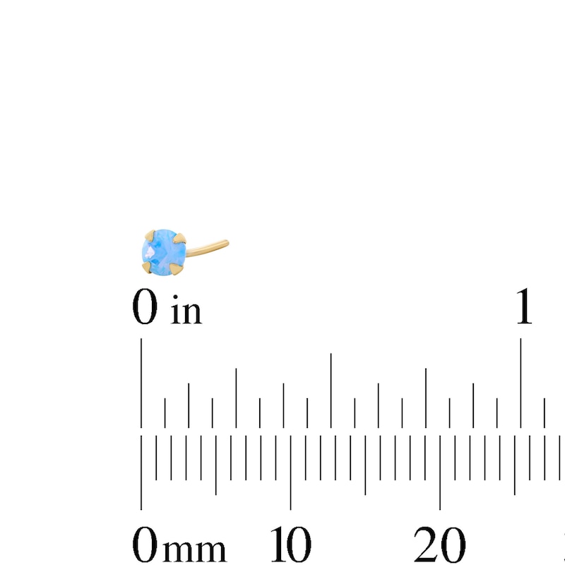 Main Image 2 of Yellow Ion-Plated Simulated Blue Opal Nose Stud and Ring Set - 22G 3/8”