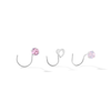 Thumbnail Image 1 of Semi-Solid Sterling Silver Pink CZ and Simulated Pink Opal Nose Stud Set - 22G 5/16”
