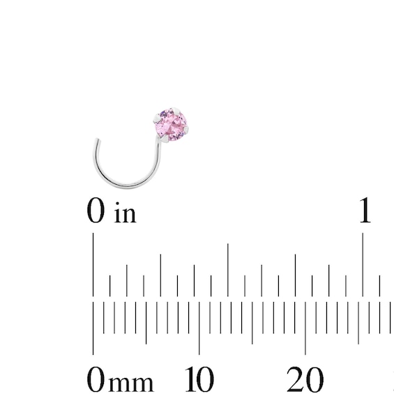 Semi-Solid Sterling Silver Pink CZ and Simulated Pink Opal Nose Stud Set - 22G 5/16”