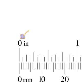 Yellow Ion-Plated Simulated Pink Opal Nose Stud and Ring Set - 22G 3/8”
