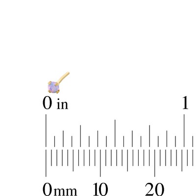 Yellow Ion-Plated Simulated Pink Opal Nose Stud and Ring Set - 22G 3/8”