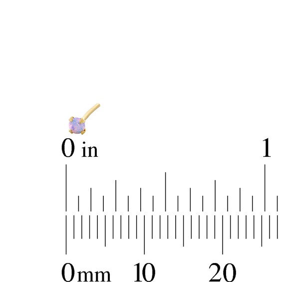 Yellow Ion-Plated Simulated Pink Opal Nose Stud and Ring Set - 22G 3/8”