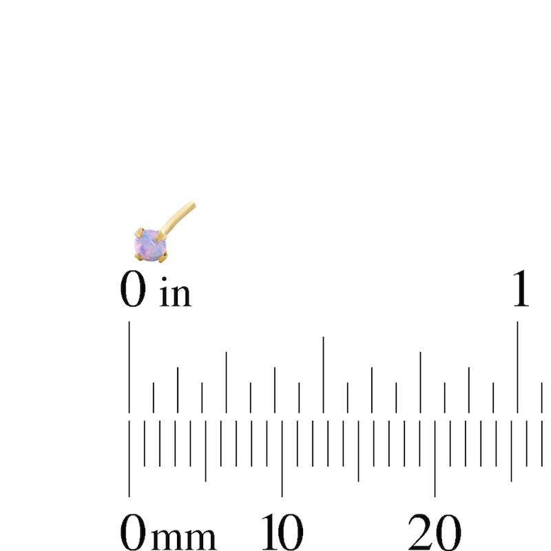 Main Image 2 of Yellow Ion-Plated Simulated Pink Opal Nose Stud and Ring Set - 22G 3/8”