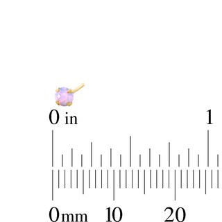 Yellow Ion-Plated Simulated Pink Opal Nose Stud and Ring Set - 22G 3/8”