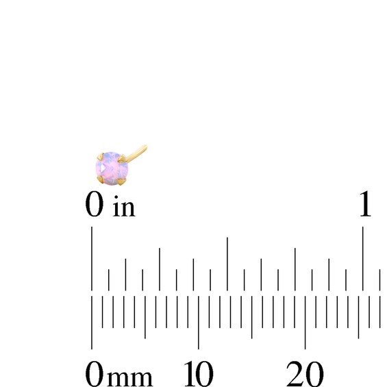 Yellow Ion-Plated Simulated Pink Opal Nose Stud and Ring Set - 22G 3/8”