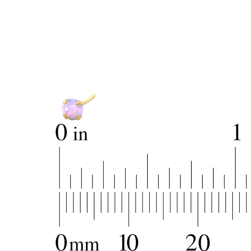 Main Image 4 of Yellow Ion-Plated Simulated Pink Opal Nose Stud and Ring Set - 22G 3/8”