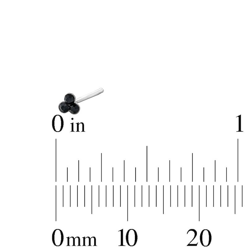 Main Image 2 of Semi-Solid Sterling Silver Black Crystal and CZ Nose Stud Set - 22G 3/8”