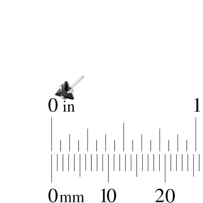 Main Image 4 of Semi-Solid Sterling Silver Black Crystal and CZ Nose Stud Set - 22G 3/8”