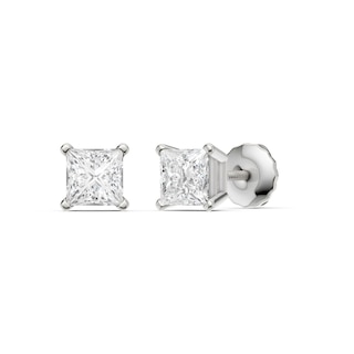 10K Solid White Gold 1 CT. T.W. Lab-Grown Diamond Square Studs