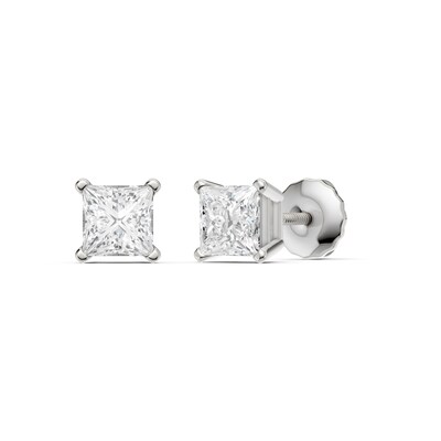10K Solid White Gold 1 CT. T.W. Lab-Grown Diamond Square Studs