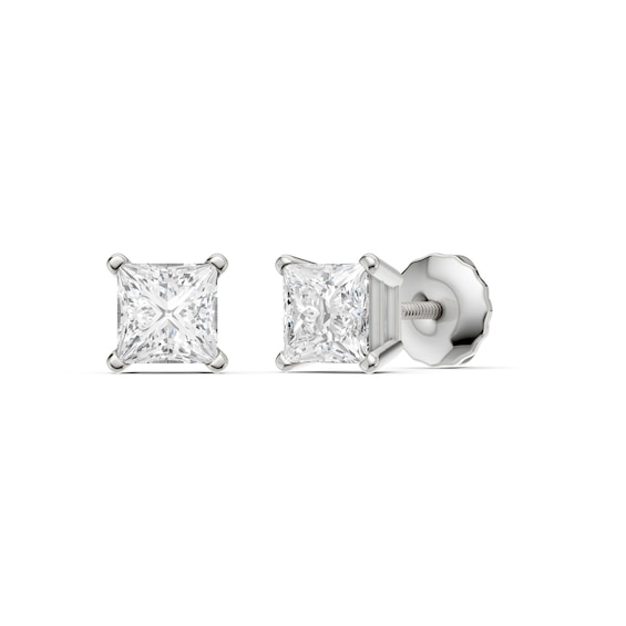 10K Solid White Gold 1 CT. T.W. Lab-Grown Diamond Square Studs