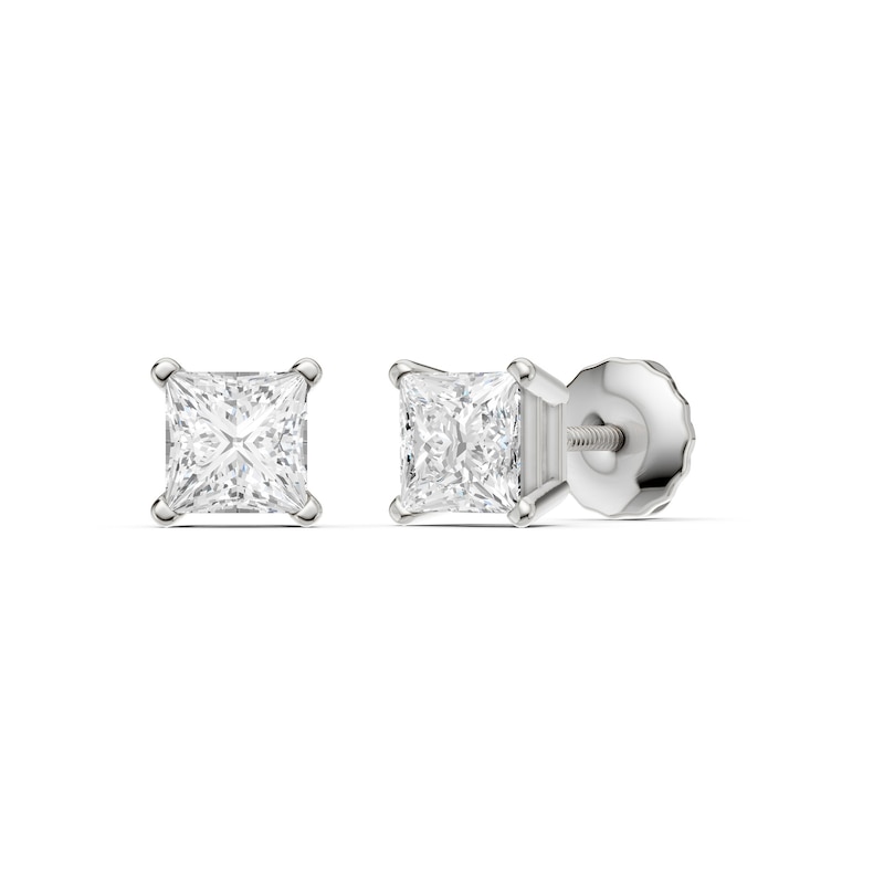Main Image 1 of 10K Solid White Gold 1 CT. T.W. Lab-Grown Diamond Square Studs