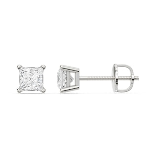 10K Solid White Gold 1 CT. T.W. Lab-Grown Diamond Square Studs