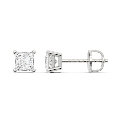 10K Solid White Gold 1 CT. T.W. Lab-Grown Diamond Square Studs