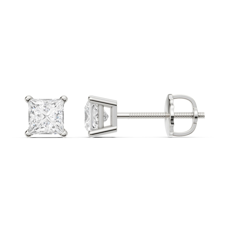 Main Image 2 of 10K Solid White Gold 1 CT. T.W. Lab-Grown Diamond Square Studs