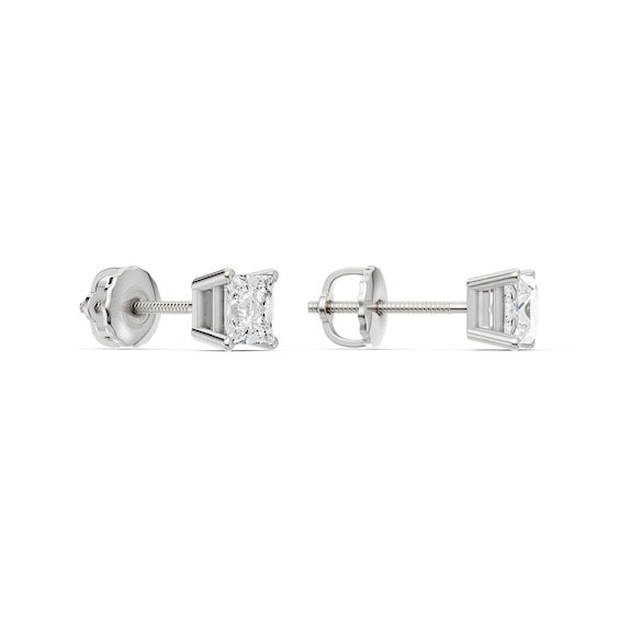 10K Solid White Gold 1 CT. T.W. Lab-Grown Diamond Square Studs